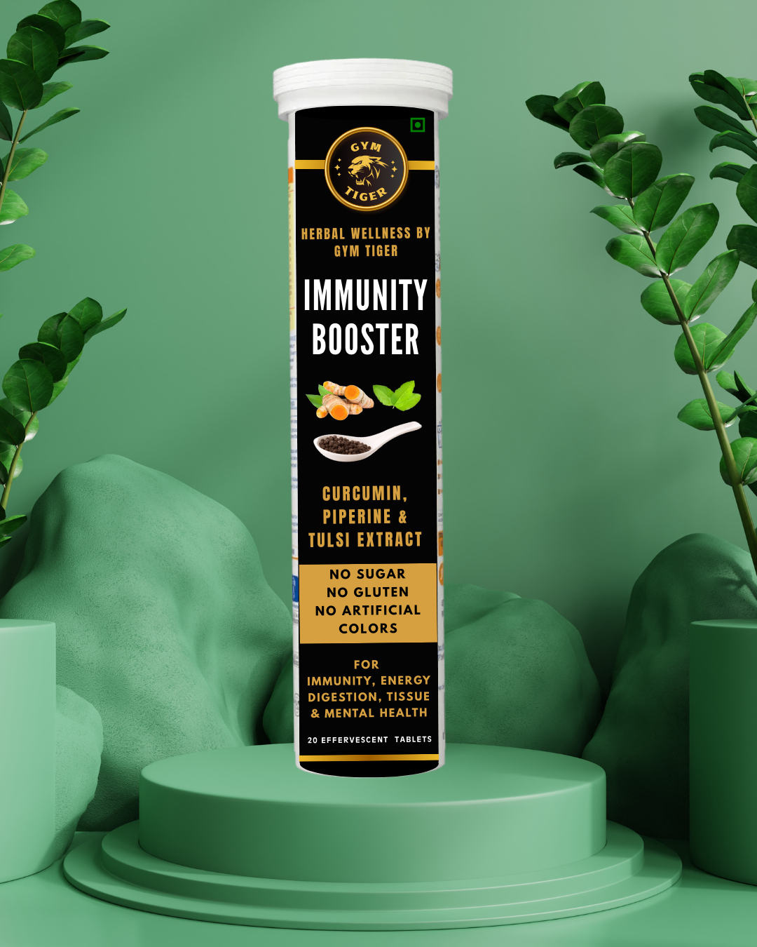 Immunity Booster (Curcumin, Piperine & Tulsi Extract) - 20 Effervescent Tabs