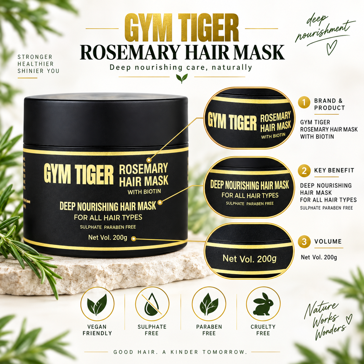 Rosemary & Biotin Hair Mask | Deep Conditioning | 200g