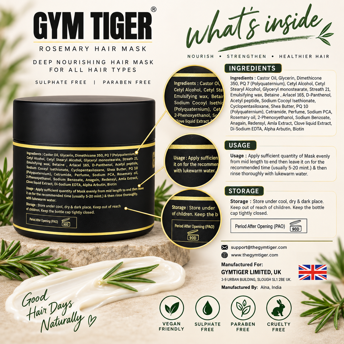 Rosemary & Biotin Hair Mask | Deep Conditioning | 200g