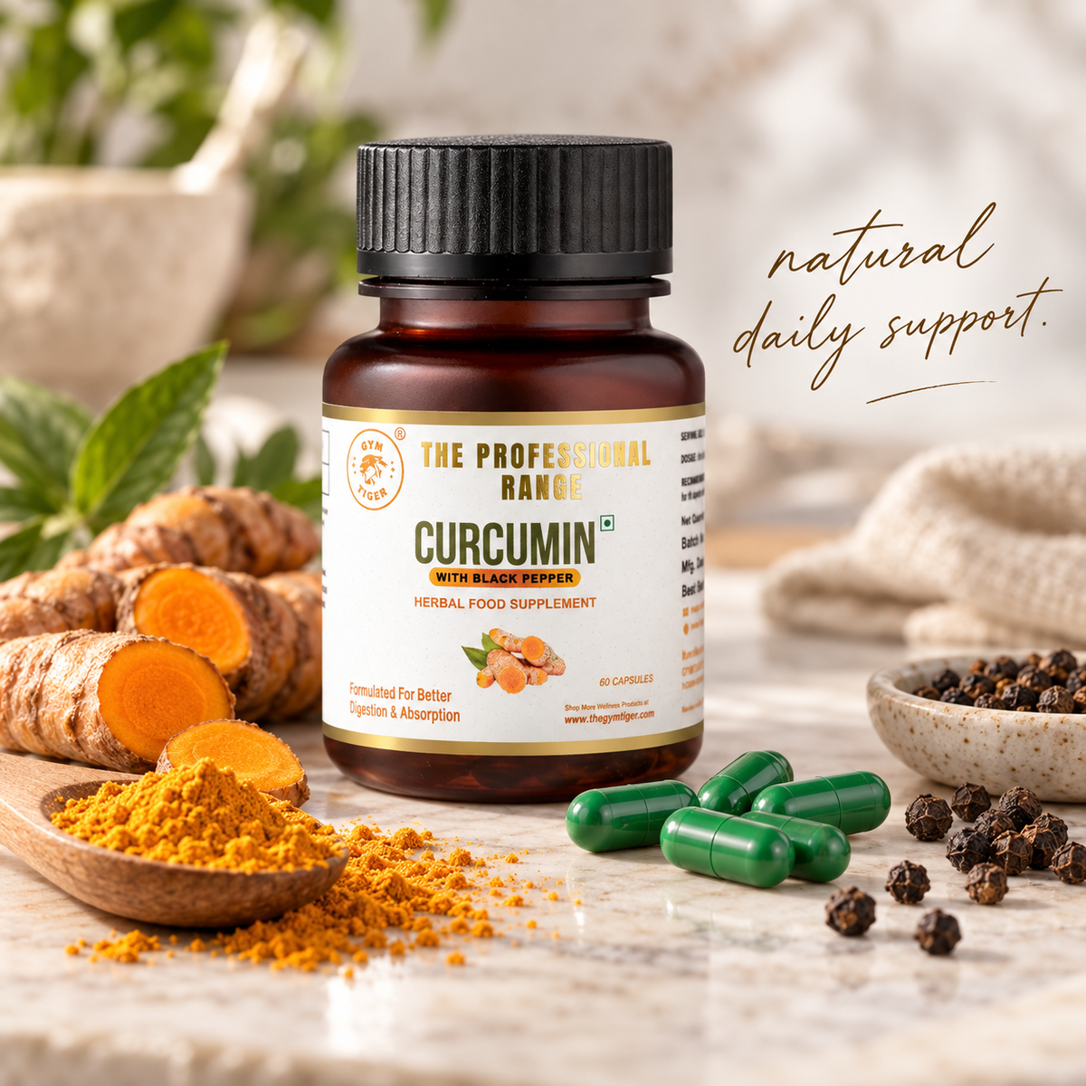 Turmeric & Black Pepper Capsules | Curcumin 95% | 60 Capsules