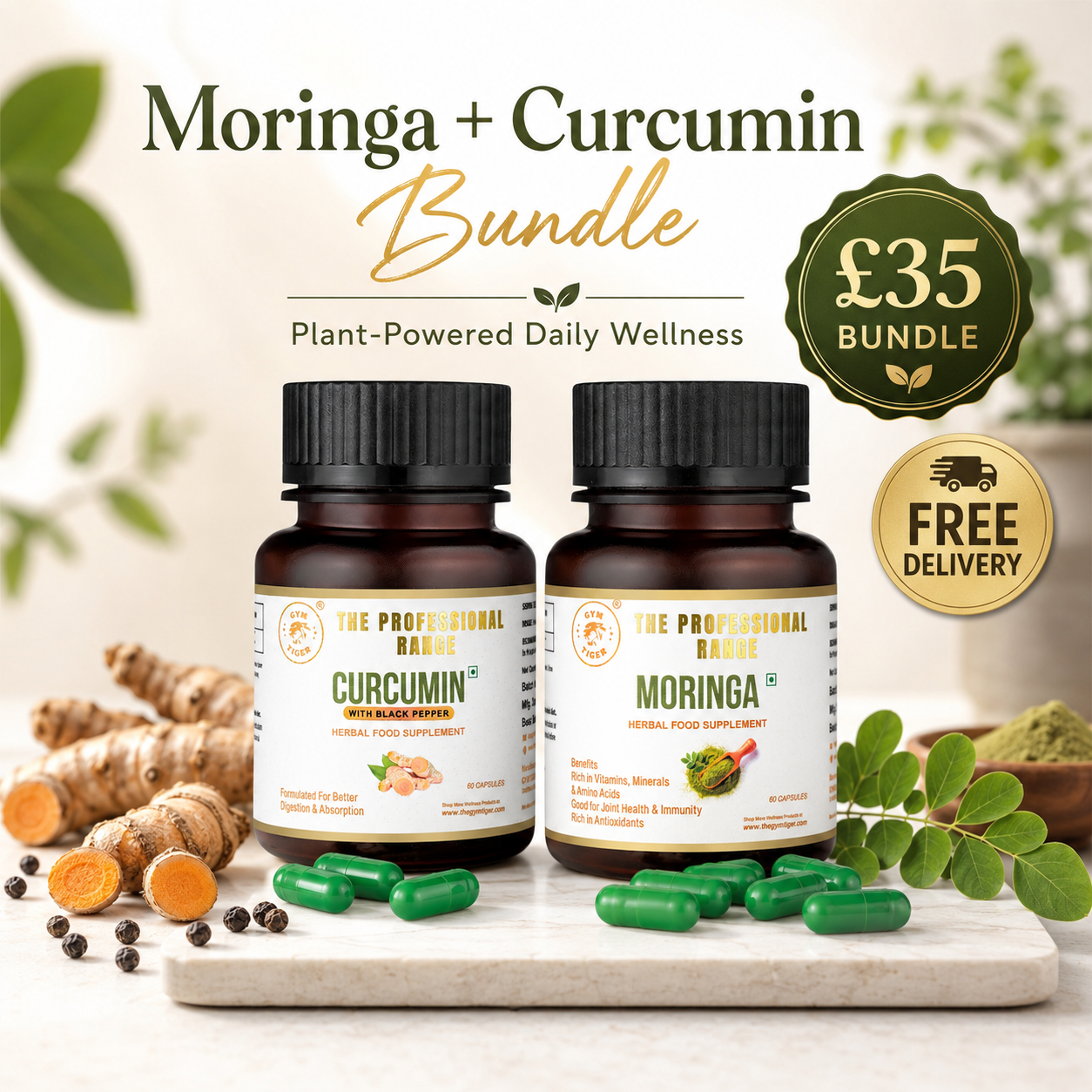 The Herbal Wellness Duo – Curcumin with Black Pepper + Moringa
