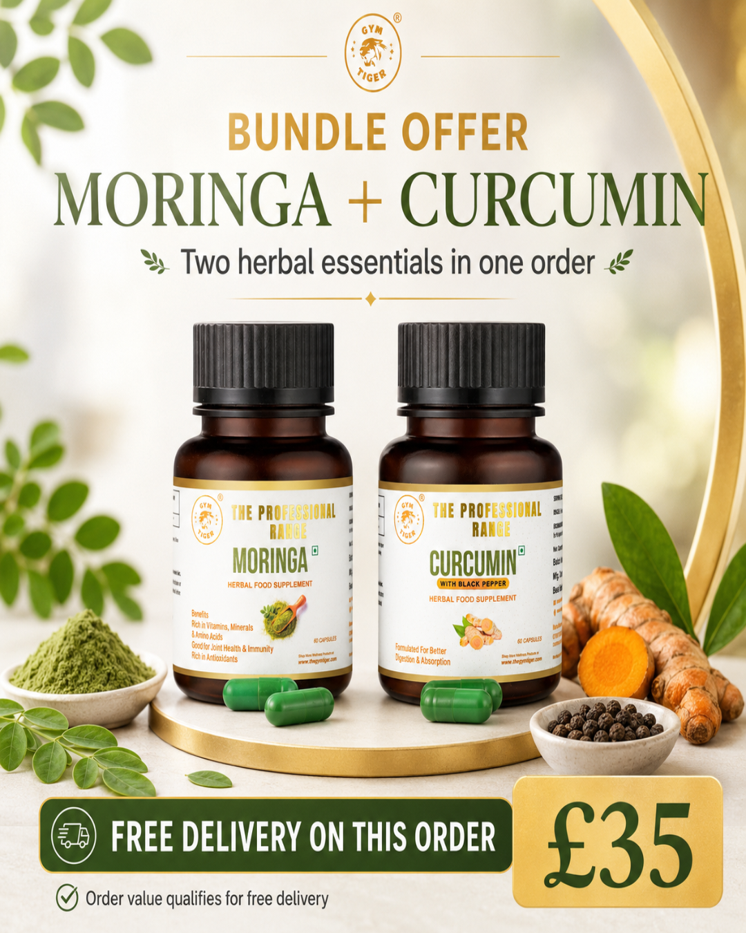 The Herbal Wellness Duo – Curcumin with Black Pepper + Moringa
