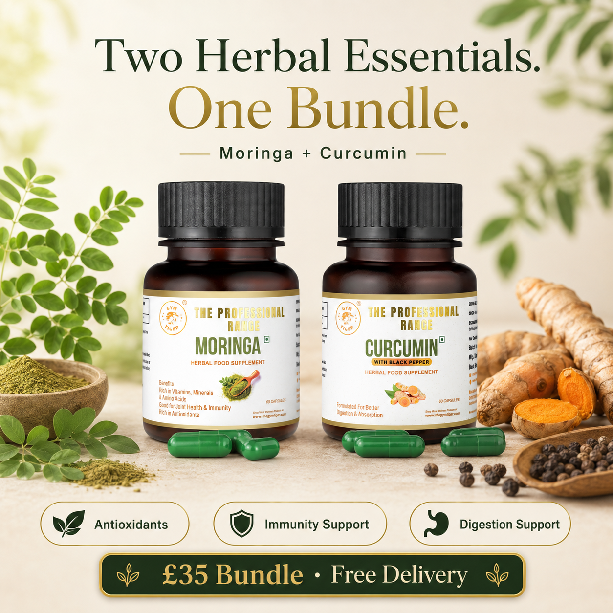 The Herbal Wellness Duo – Curcumin with Black Pepper + Moringa