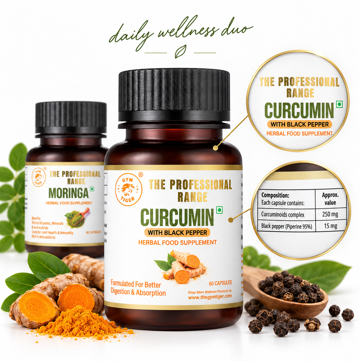 Moringa & Curcumin Herbal Wellness Duo | 120 Capsules