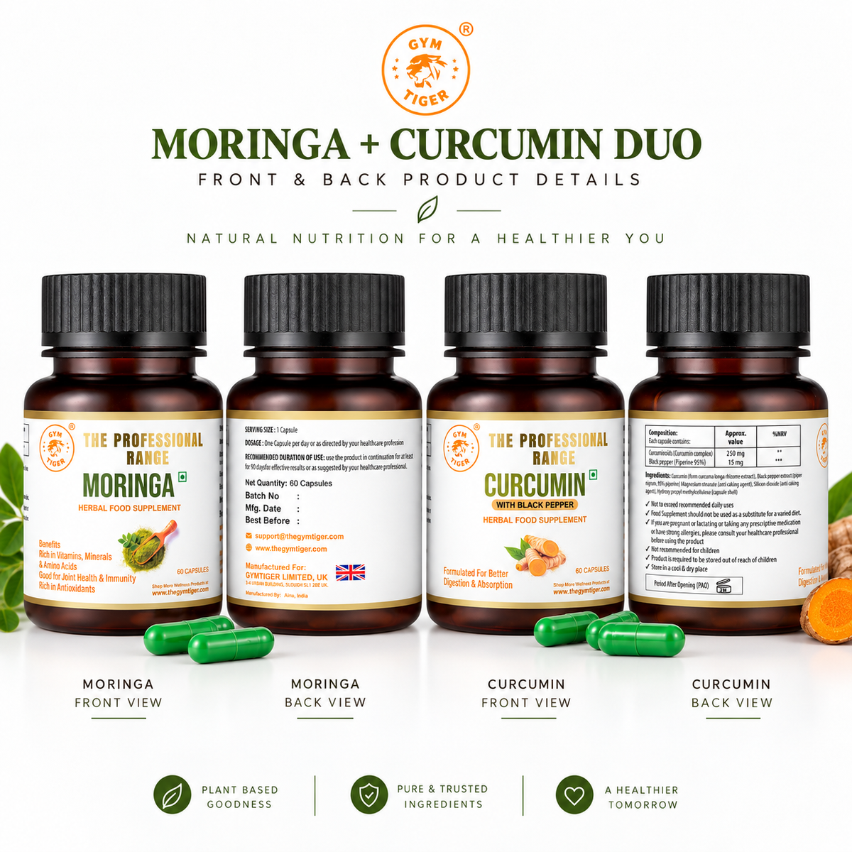 Moringa & Curcumin Herbal Wellness Duo | 120 Capsules