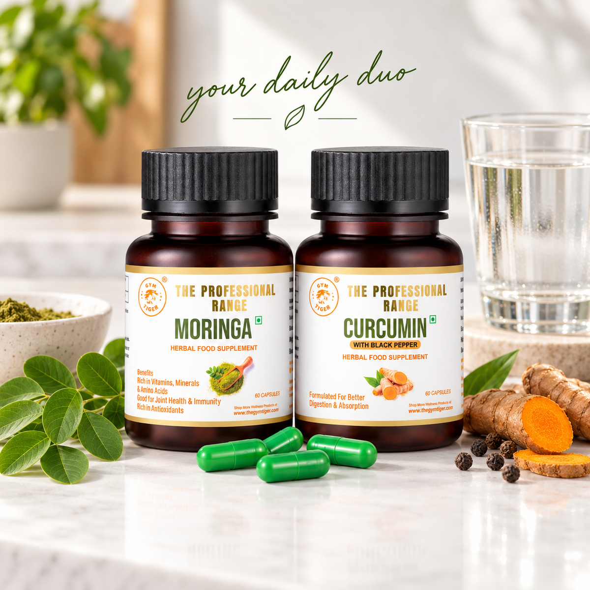 Moringa & Curcumin Herbal Wellness Duo | 120 Capsules