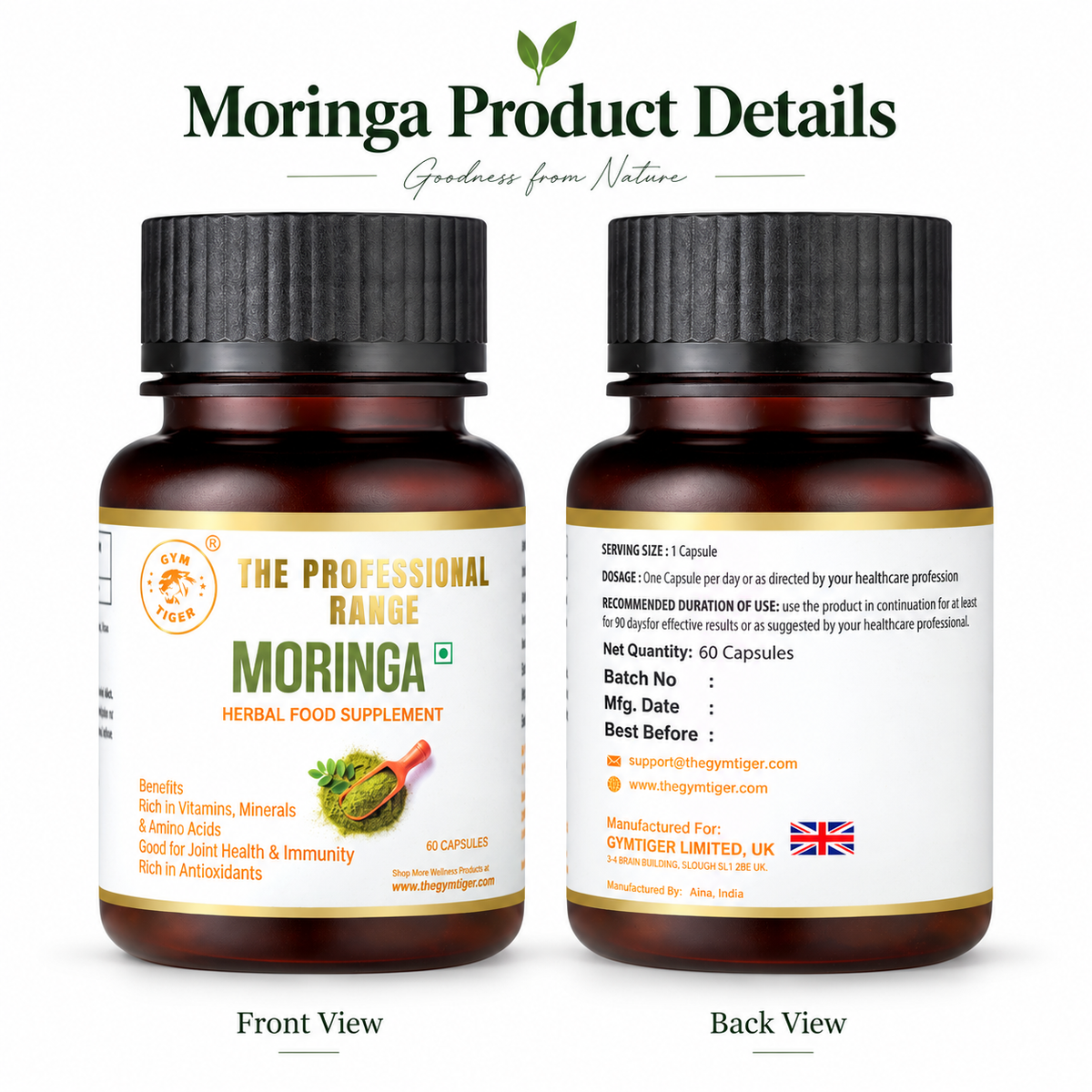Moringa Oleifera Capsules 500mg | 60 Vegan Capsules