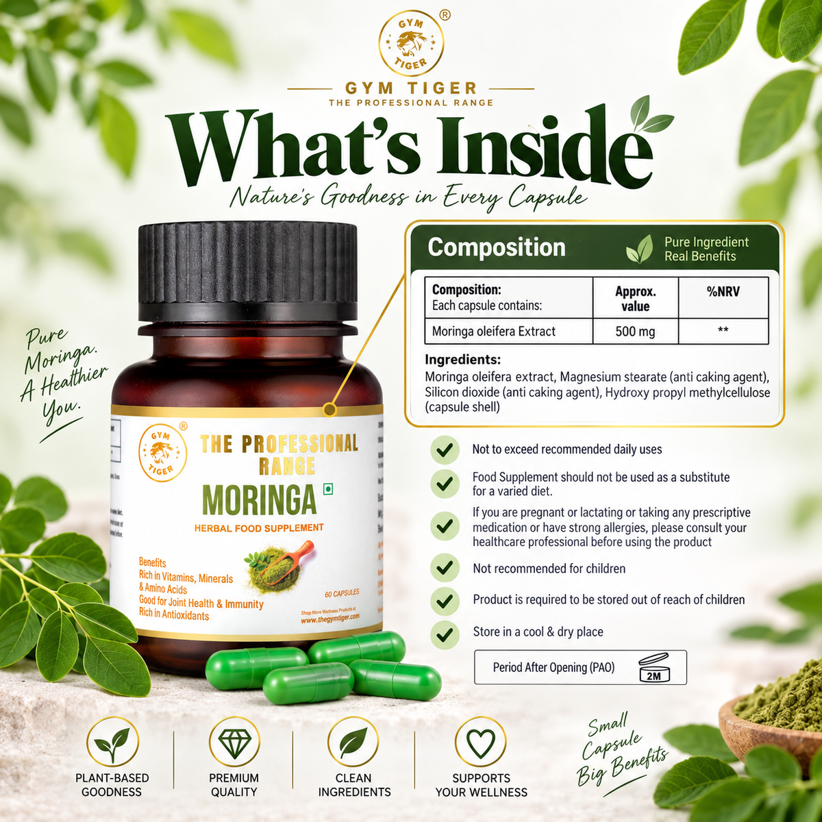 Moringa Oleifera Capsules 500mg | 60 Vegan Capsules